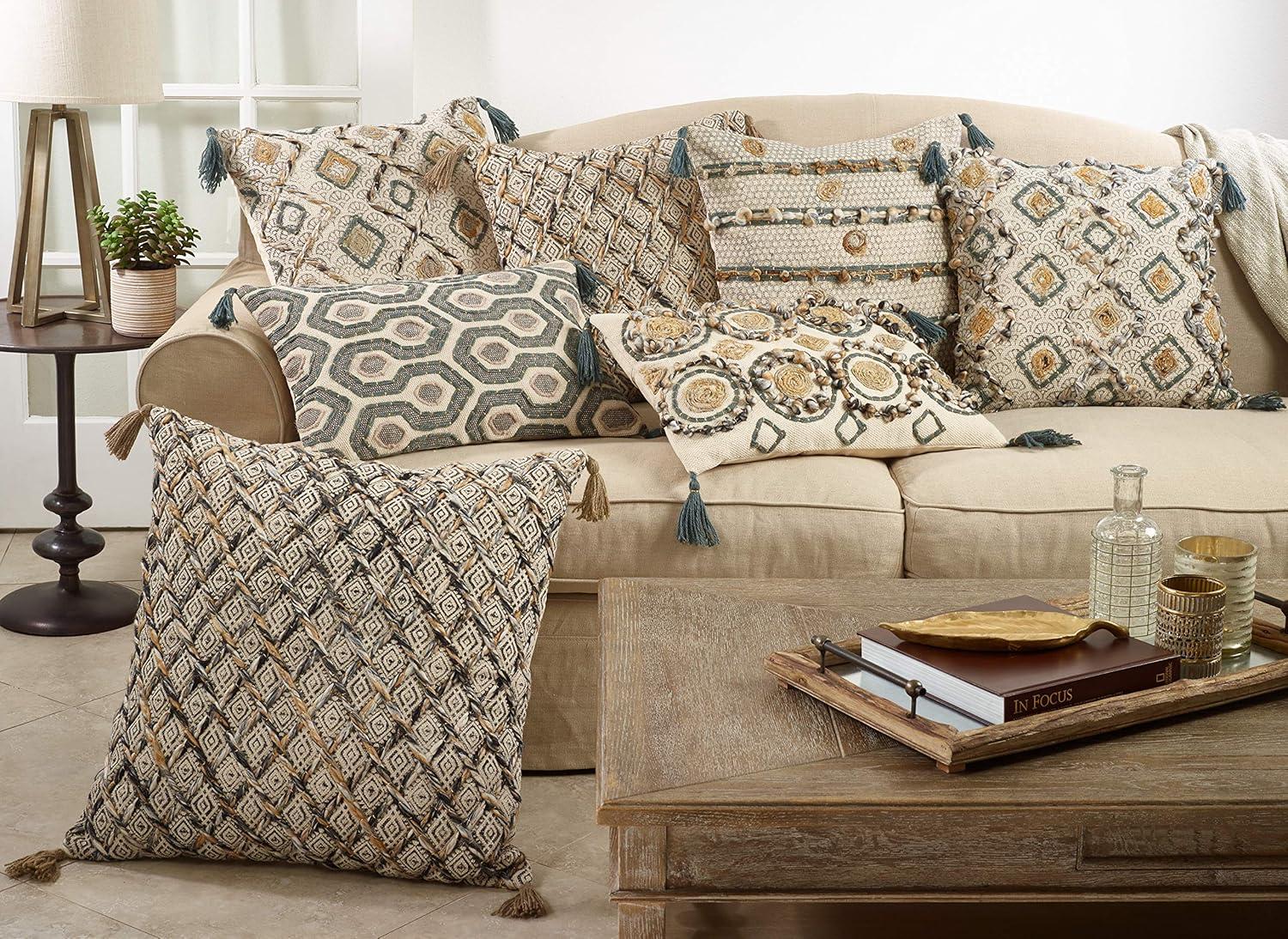 Saro Lauren Pillow Collection Geometric Cotton Pillow Cover