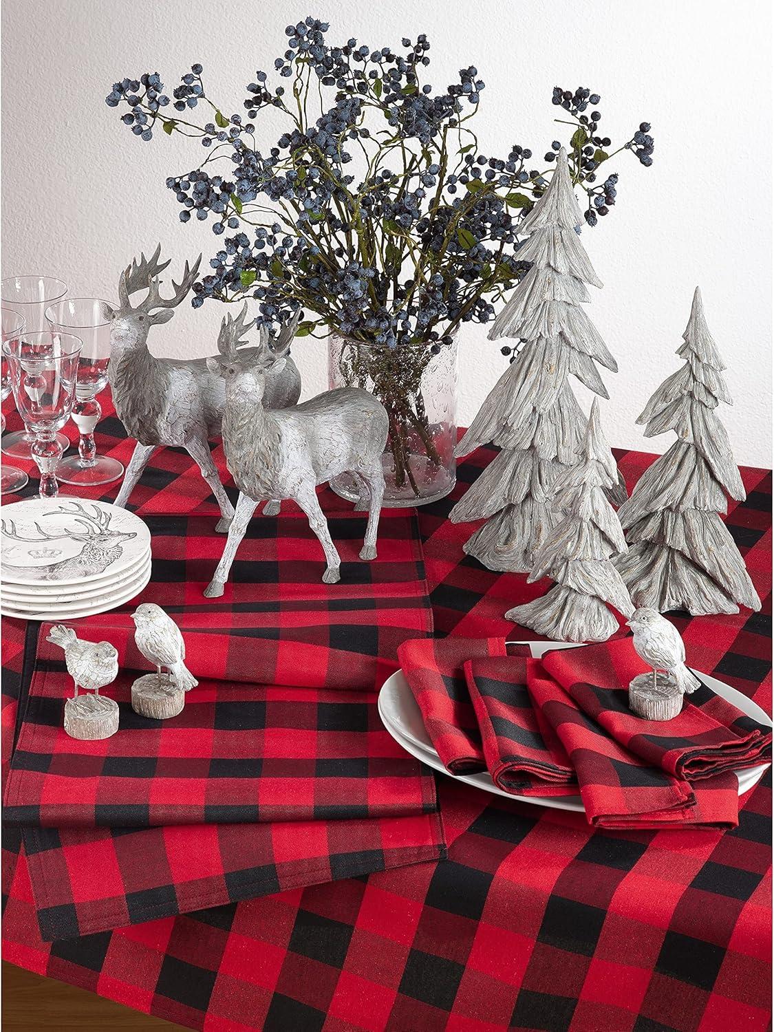 16"x72" Buffalo Plaid Check Classic Casual Everyday Table Runner Red - Saro Lifestyle: Cotton-Poly Blend, Machine Washable