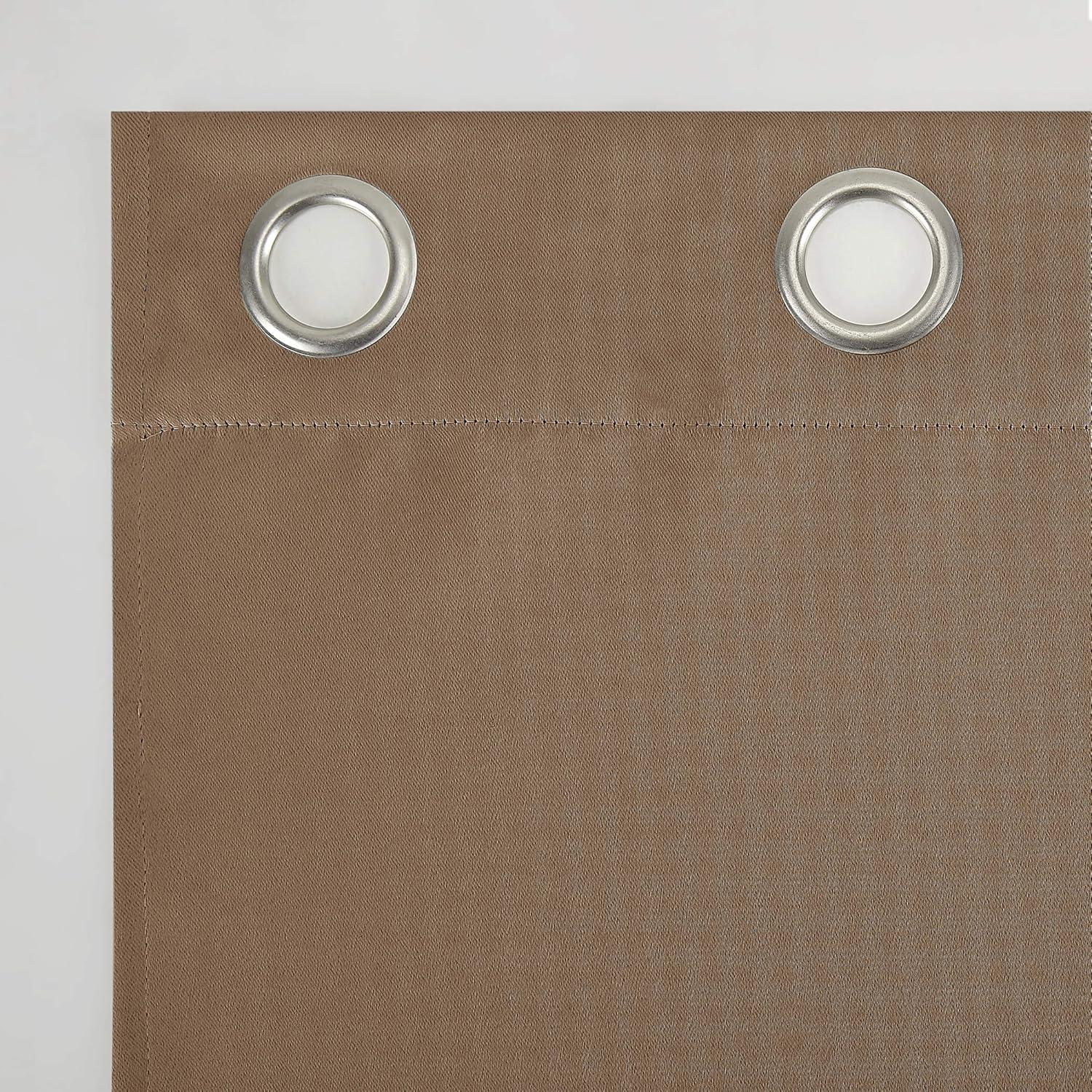 40"x54" Sun Zero Blackout Kenneth Energy Saving Grommet Curtain Panel Barley Brown: Solid Polyester Indoor Curtain