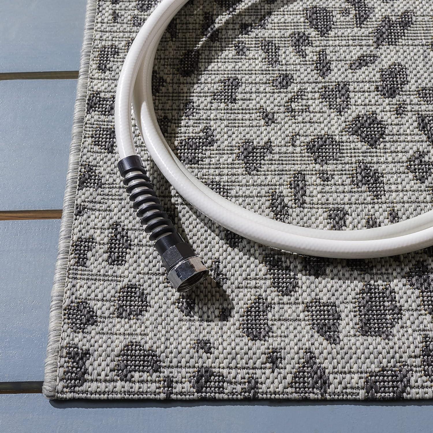 Courtyard CY8505 Power Loomed Indoor/Outdoor Area Rug - Gray/Black - 3'x3' - Safavieh.