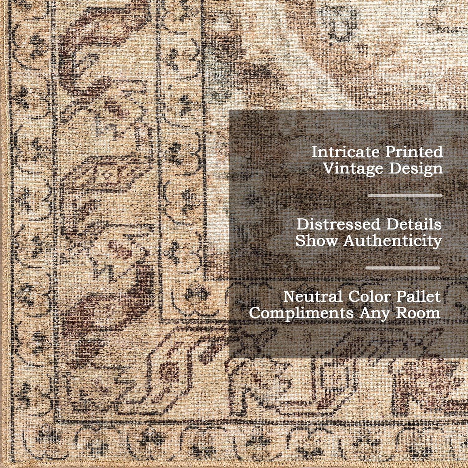 Nuloom Hillstone Collection Traditional Vintage Medallion Indoor Area Rug, 6' 7" x 9', Beige