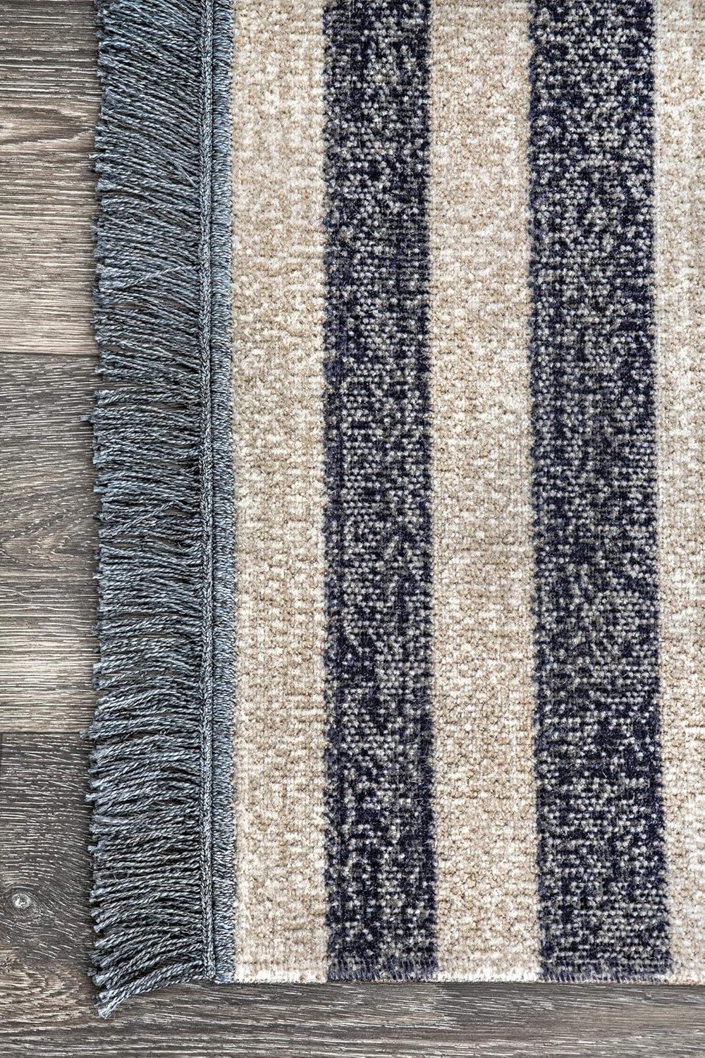 Reversible Coastal Blue 8' x 10' Easy-Care Synthetic Area Rug