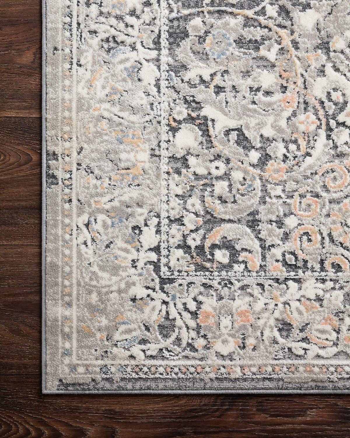 Elegant Gray Oriental 6'x8' Synthetic Area Rug