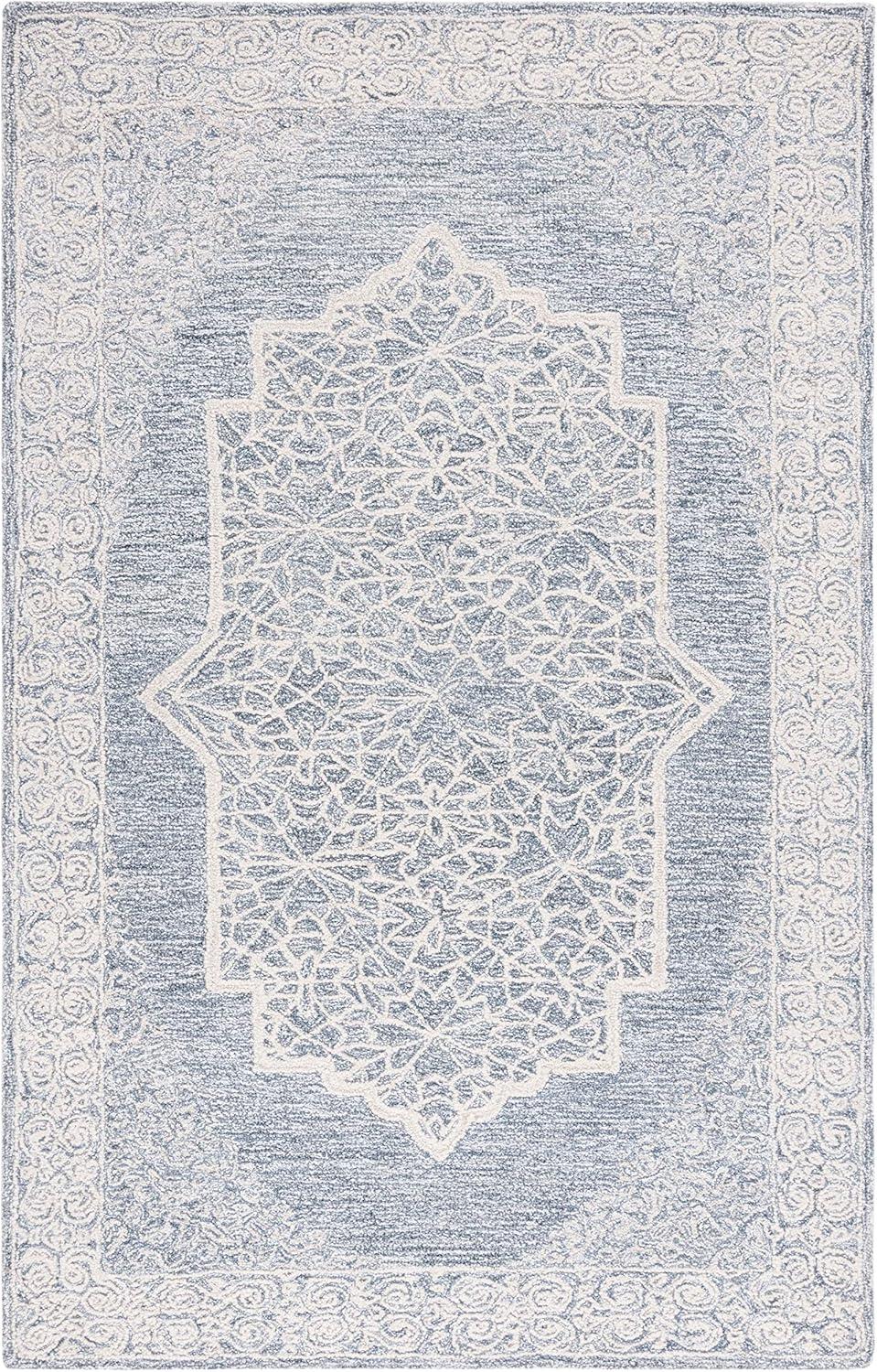 Abstract ABT352 Hand Tufted Area Rug - Ivory/Blue - 3'x5' - Safavieh.