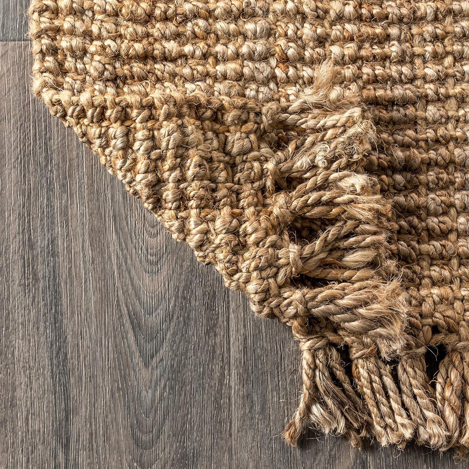 Para Hand Woven Chunky Jute with Fringe Area Rug - JONATHAN Y