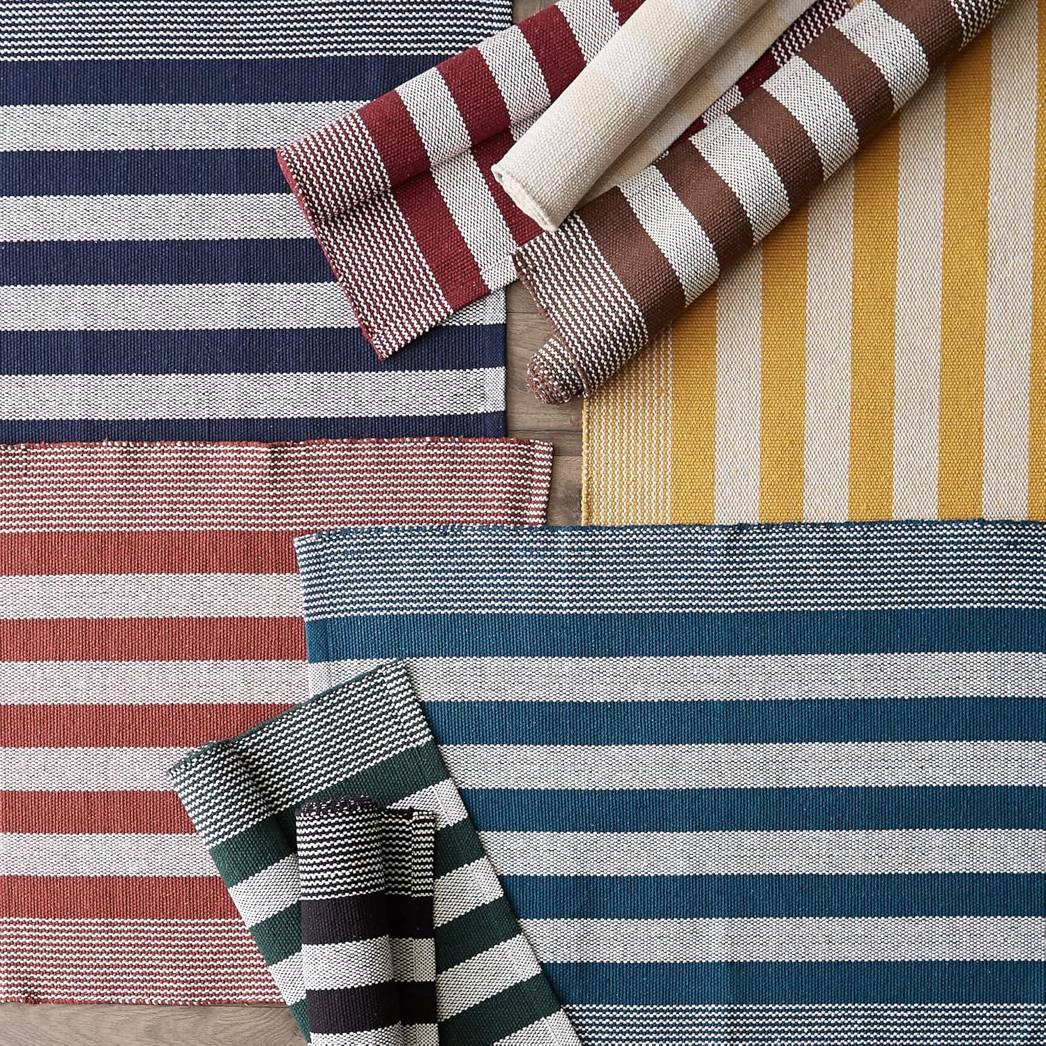 Natural Cabana Stripe Handwoven Recycled Cotton Yarn Rug, 2x3 ft