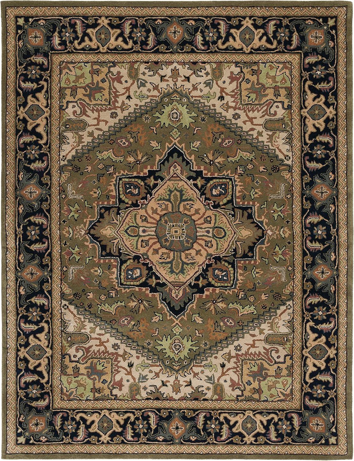 SAFAVIEH Heritage York Oriental Wool Area Rug, Green/Light Brown, 9' x 12'