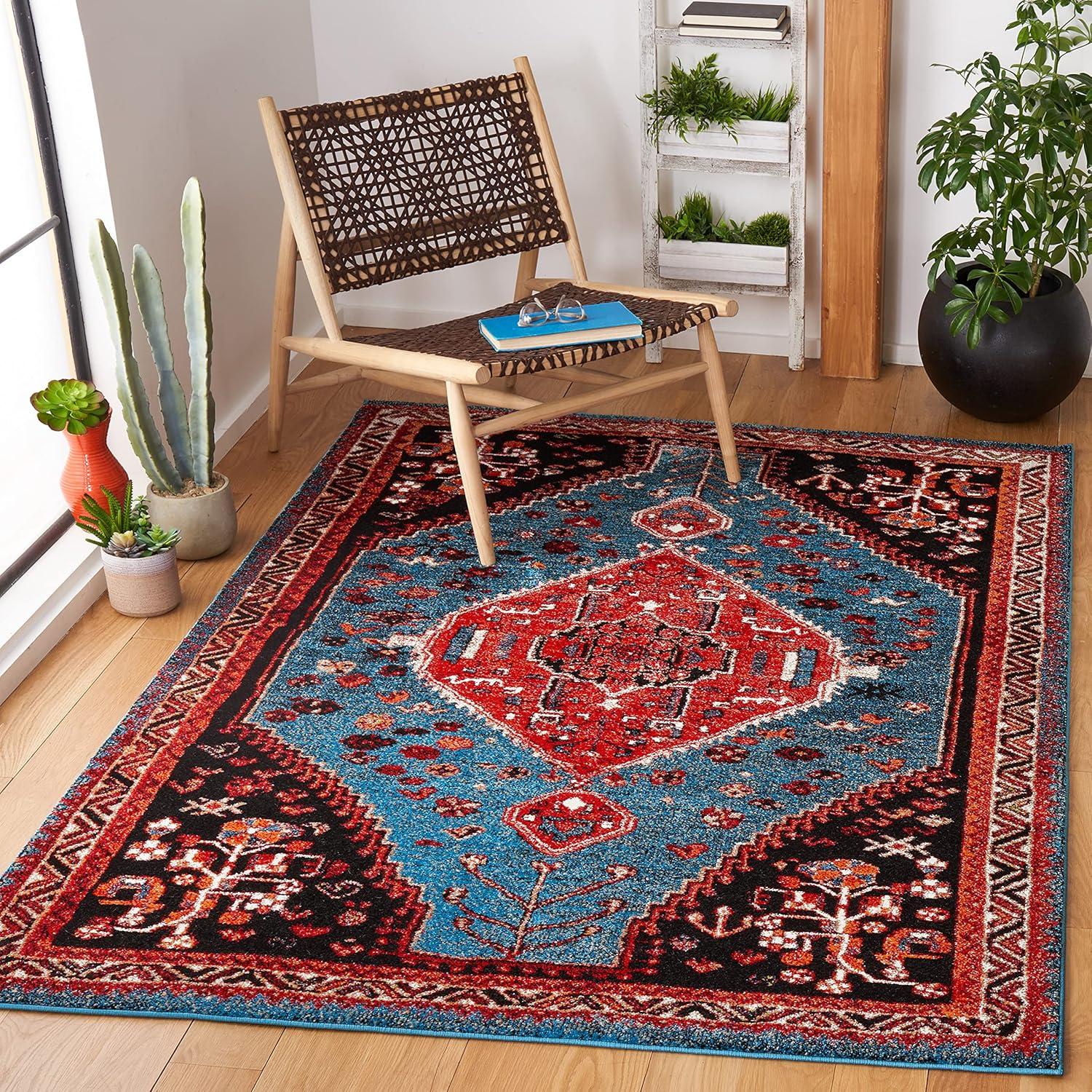 Vintage Hamadan VTH201 Power Loomed Area Rug - Turquoise/Red - 5'3"x7'6" - Safavieh.
