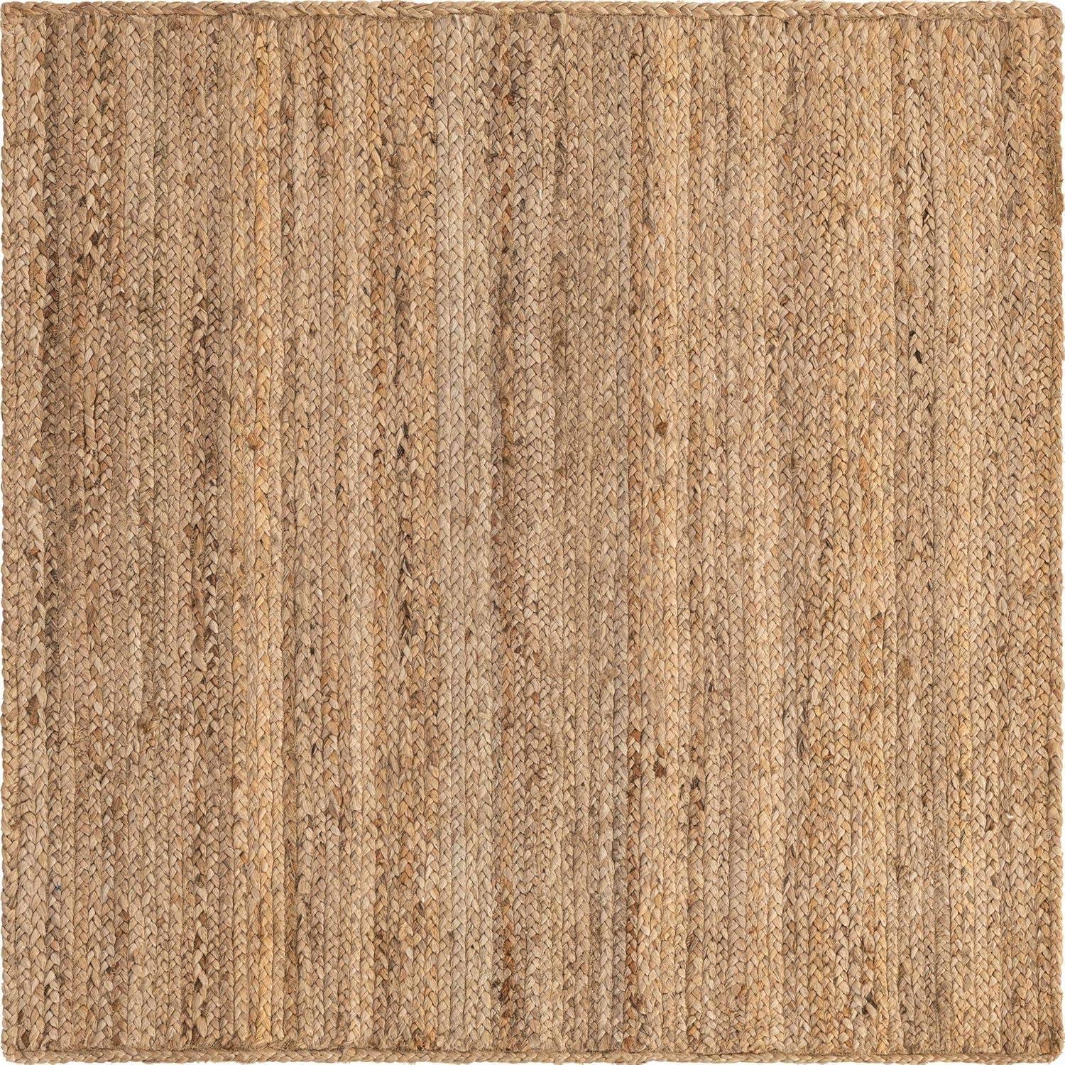 Unique Loom 4'x4' Braided Jute Dhaka Natural Indoor Area Rug