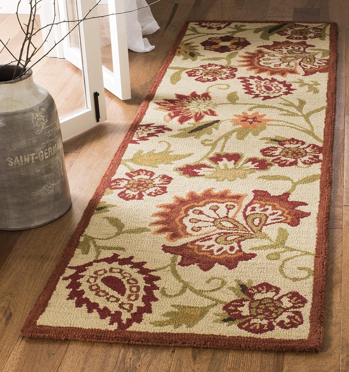 Blossom BLM862 Hand Hooked Runner Rug - Beige/Multi - 2'3"x8' - Safavieh.
