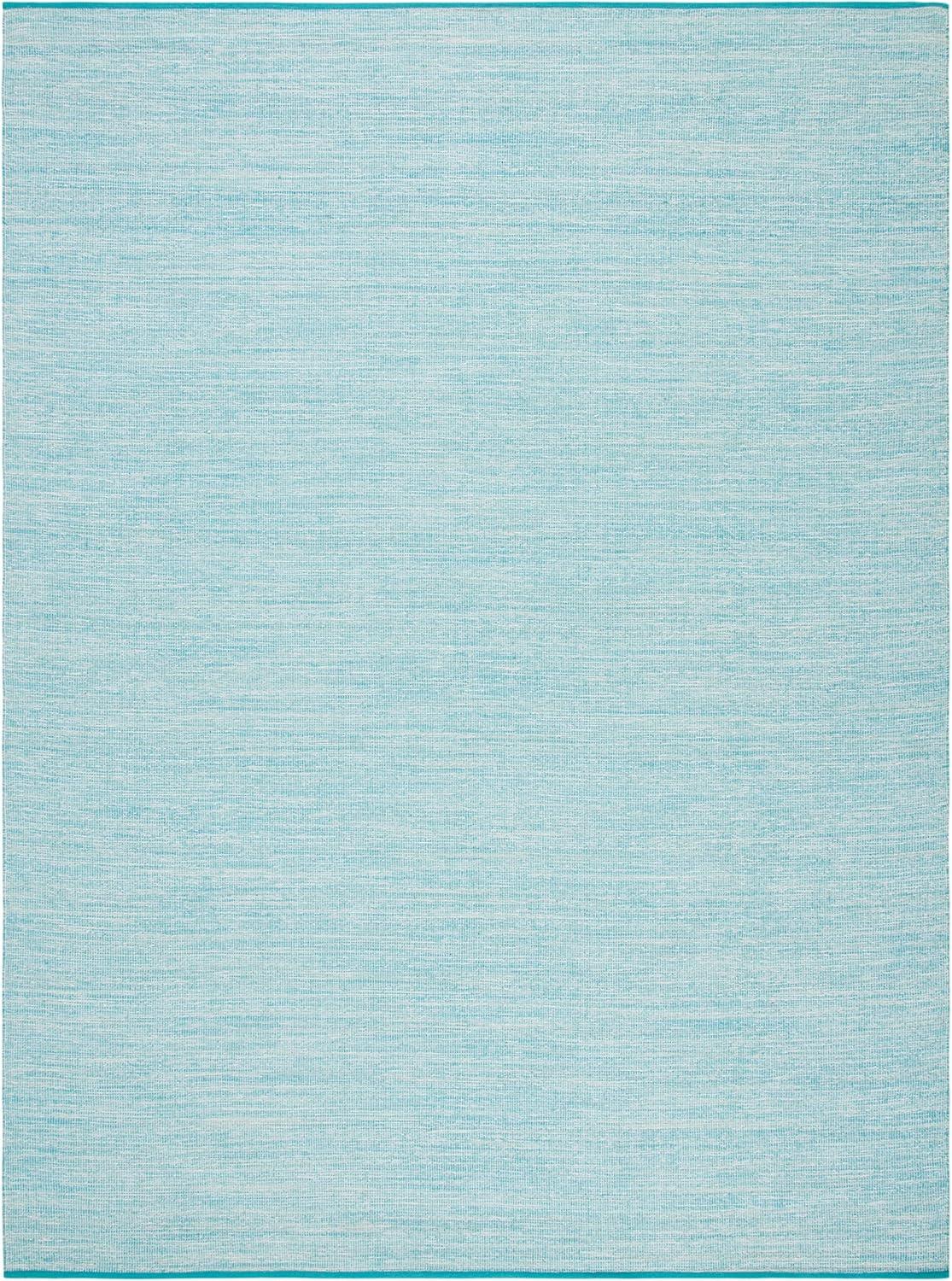 SAFAVIEH Montauk Bernadine Solid Braided Cotton Area Rug, Aqua/Blue, 9' x 12'