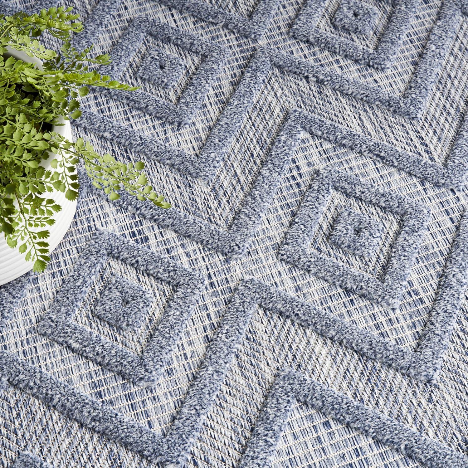 Nourison Versatile 8' x 10' Denim Blue Indoor Outdoor Rug