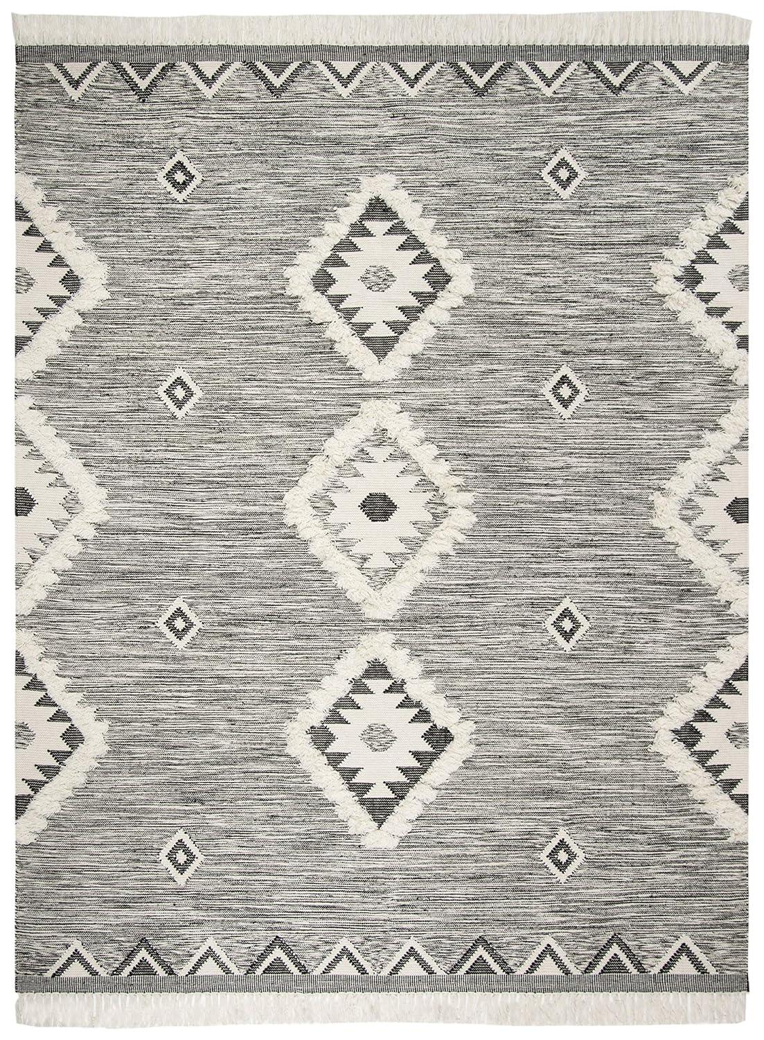 Kenya KNY906 Hand Knotted Area Rug - Black/Ivory - 8'x10' - Safavieh.