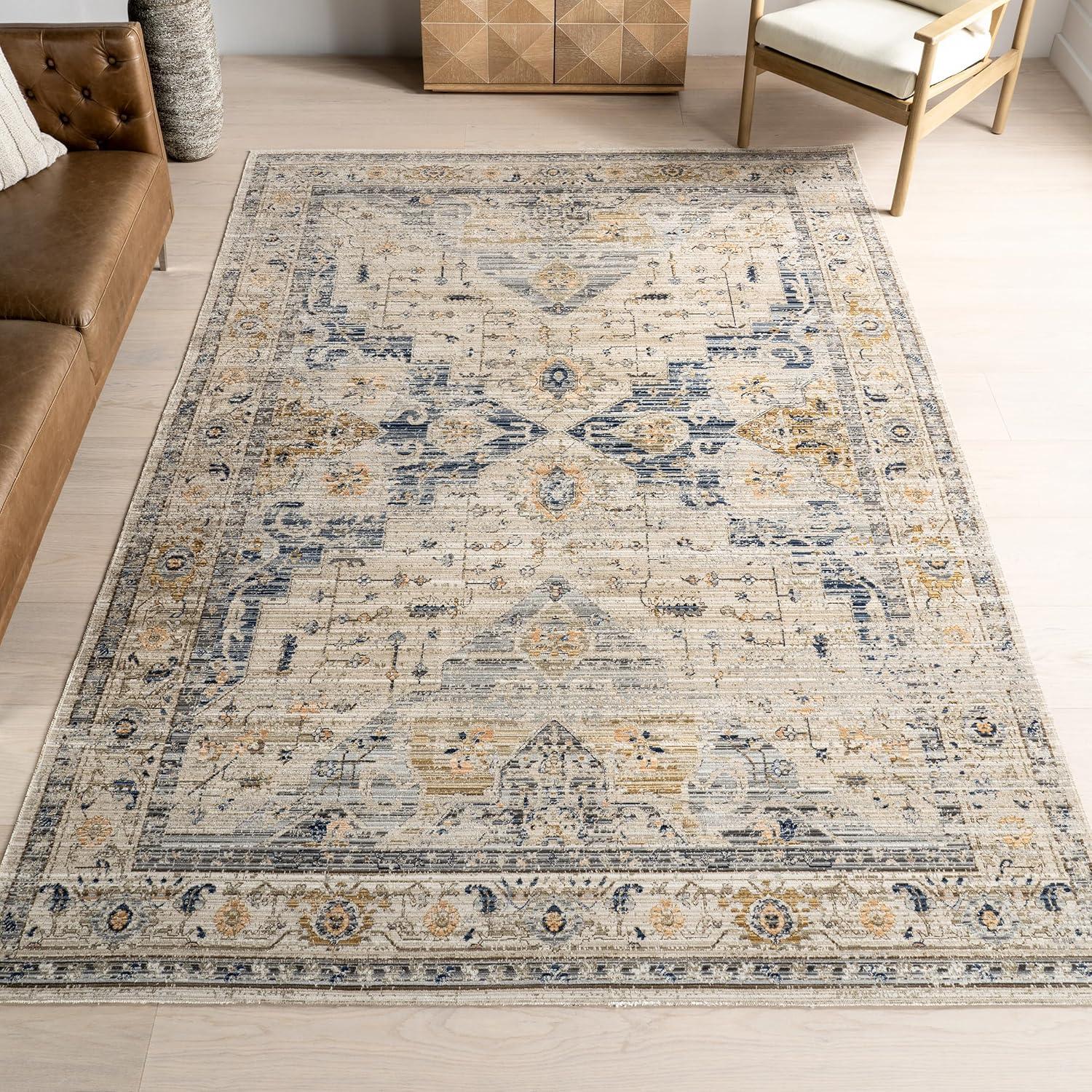 Martha Medallion Multicolor Polyester 5' x 8' Indoor/Outdoor Area Rug