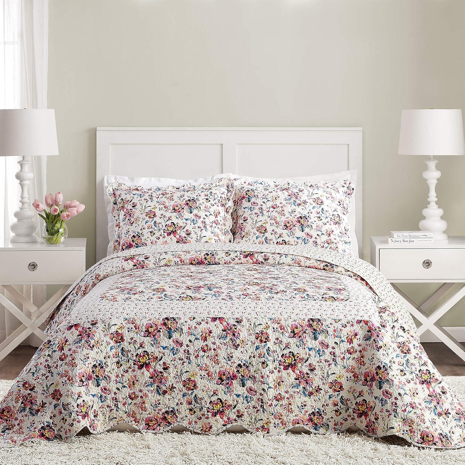 Indiana Rose Pink Cotton Reversible Full Bedspread