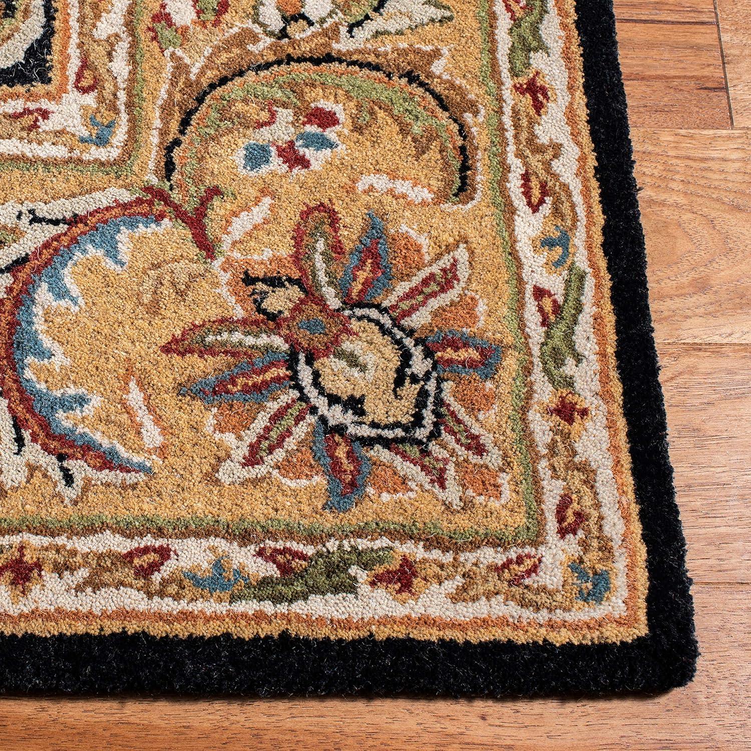 SAFAVIEH Classic Gloria Traditional Wool Area Rug, Black/Gold, 5' x 8'