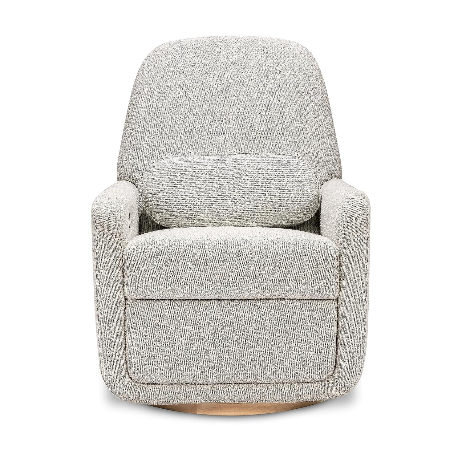 Arc Swivel Glider Recliner in Black/White Boucle with Wood Base