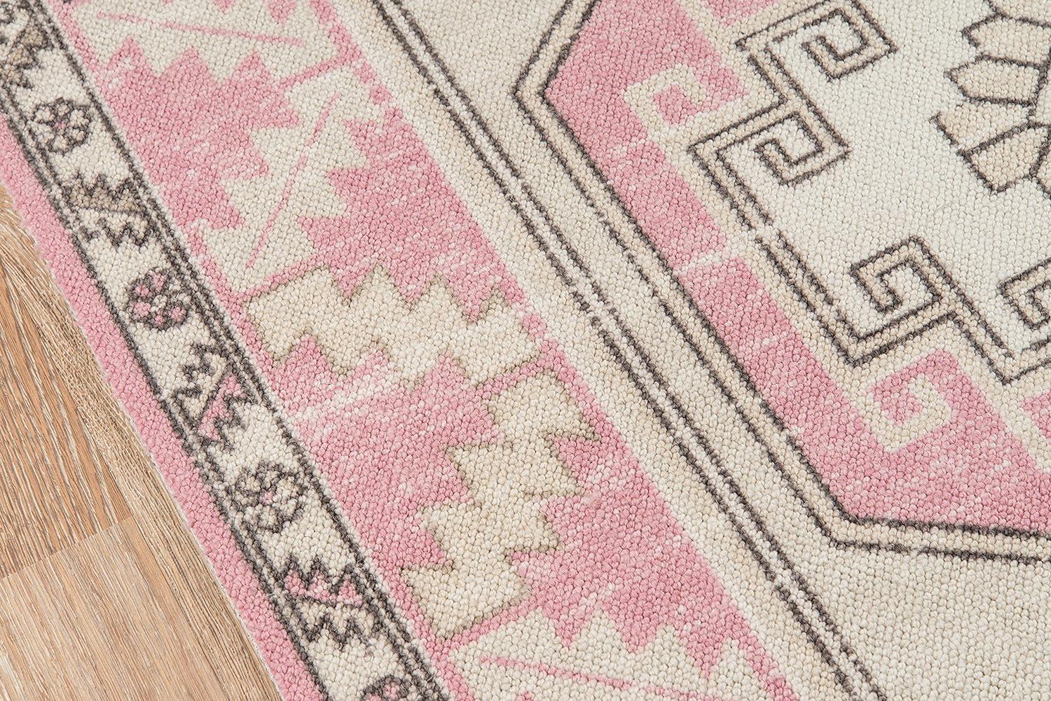 Anatolia Pink Medallion 6'6" x 9' Wool Blend Area Rug
