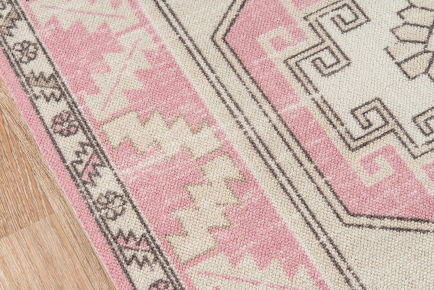 7'9"x9'10" Medallion Loomed Area Rug Pink - Momeni: Traditional Wool & Nylon, Low Pile, Rectangle, Indoor Use