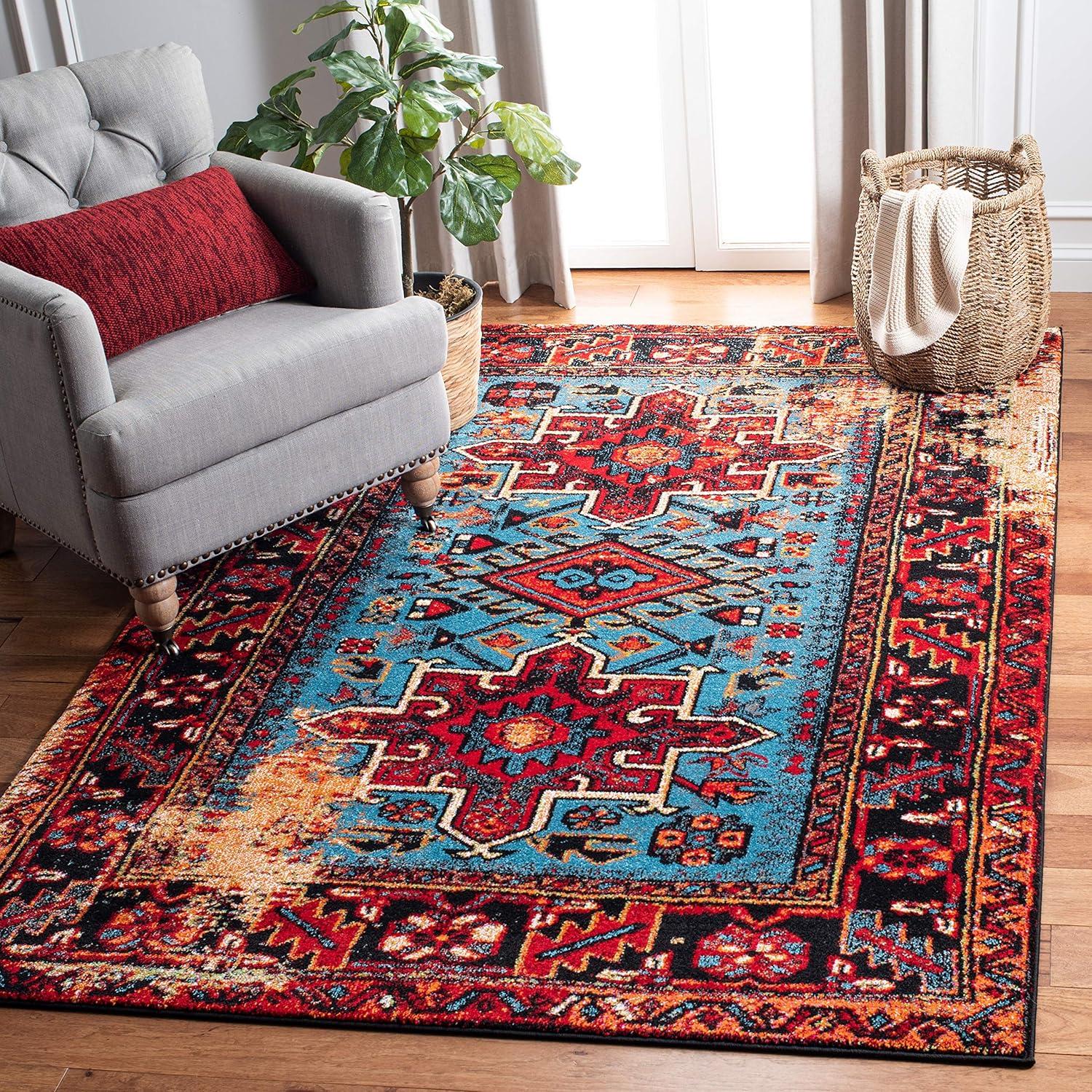 Vintage Hamadan VTH211 Power Loomed Area Rug - Red/Light Blue - 5'3"x7'6" - Safavieh.