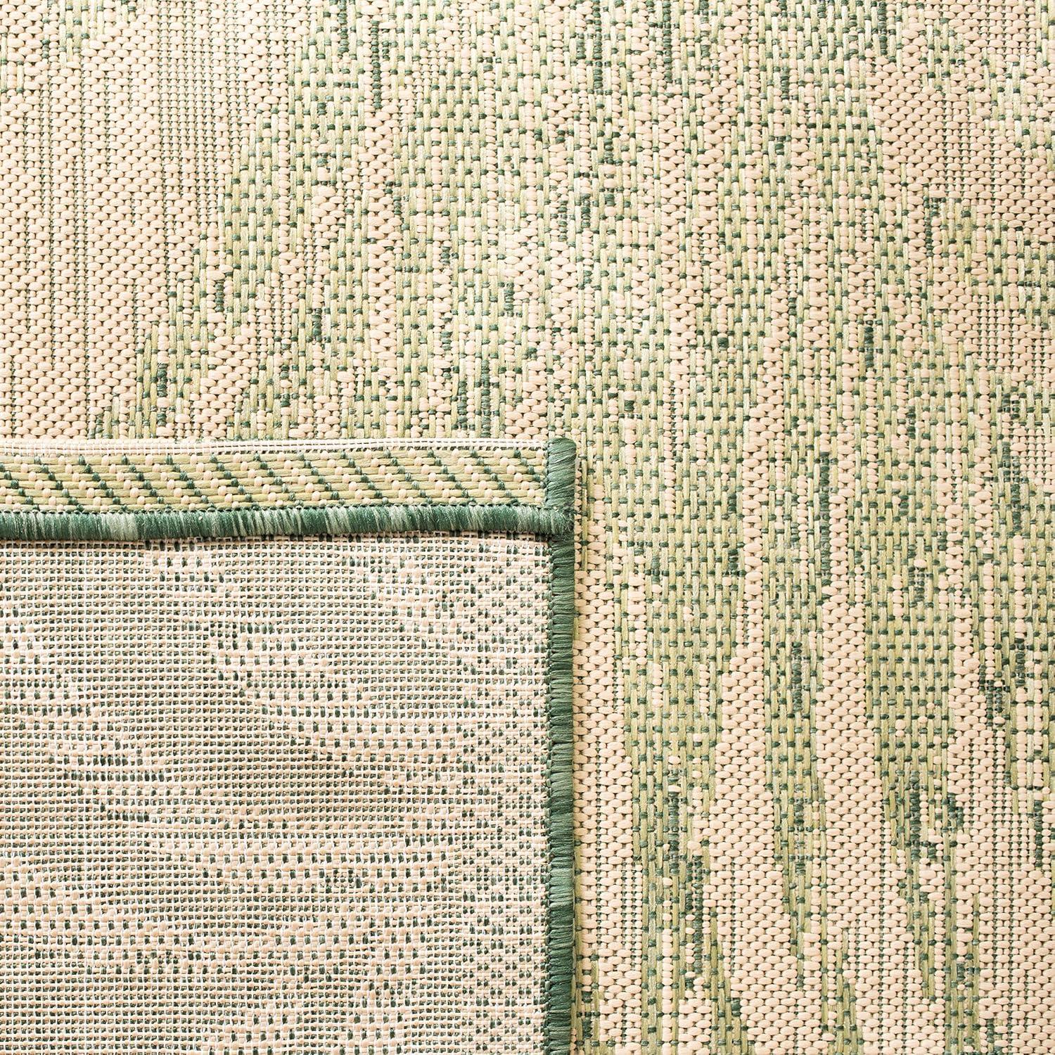 SAFAVIEH Courtyard Padic Botanical Indoor/Outdoor Area Rug, Beige/Green, 9' x 12'