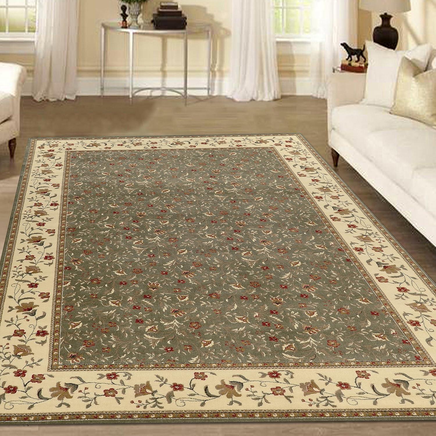 Radici Usa Como Area Rug 1593 Sage Italian Bordered 7' 9" x 11' Rectangle