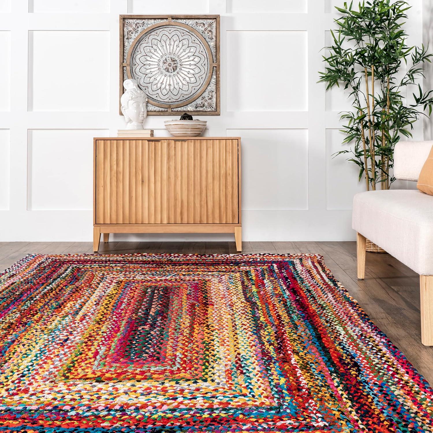 Handmade Multicolor Cotton Braided 26" Accent Rug