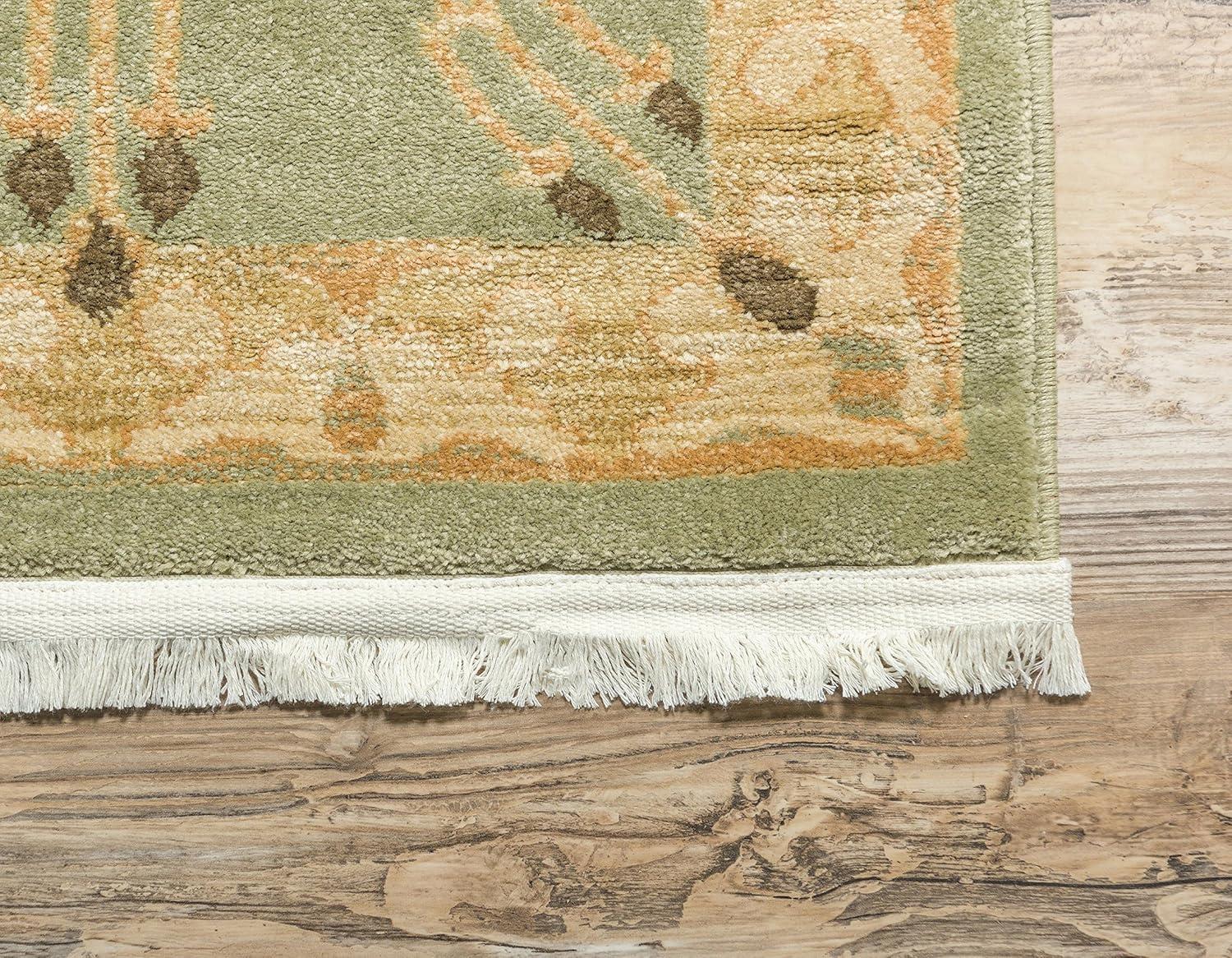 Light Green Synthetic Rectangular Easy-Care Rug - 3'3" x 5'3"