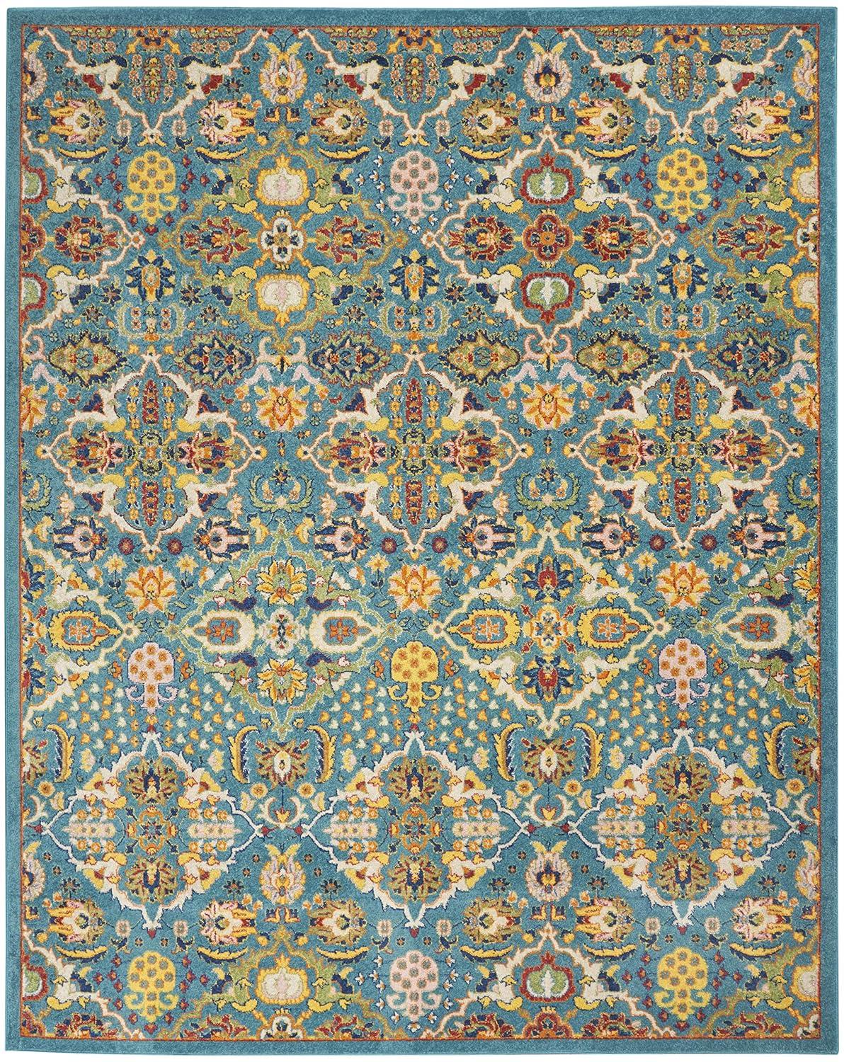 Nourison Allur Boho Indoor Area Rug Turquoise Ivory 9' x 12'
