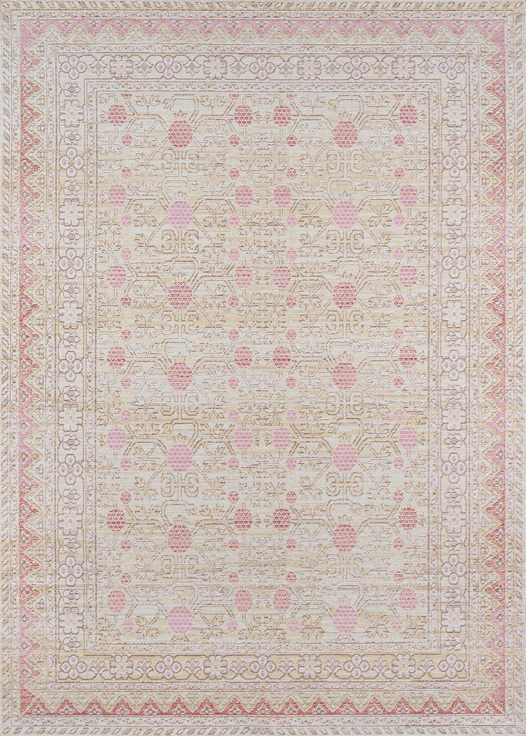 4'x6' Floral Loomed Area Rug Pink - Momeni: Modern Botanical Design, Low Pile, Polyester, Indoor Use