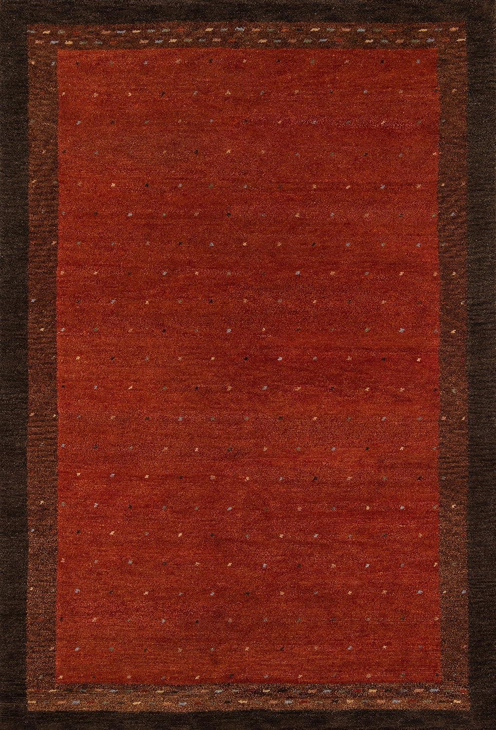 Paprika Red High-Pile Hand-Knotted Wool Area Rug, 7'6" x 9'6"