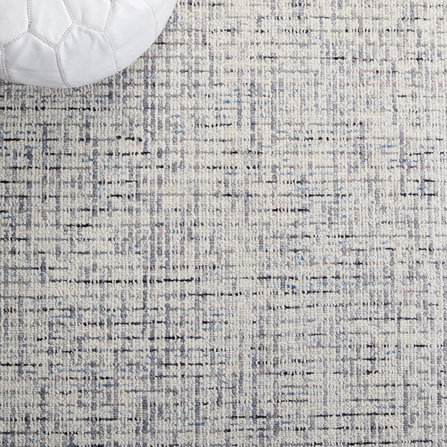 SAFAVIEH Abstract Delia Geometric Striped Wool Area Rug, Grey/Ivory, 8' x 8' Square