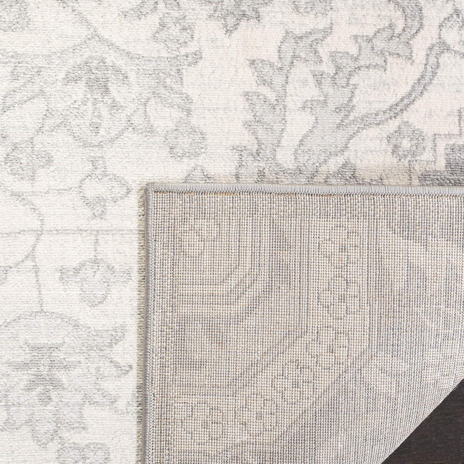 Brentwood 3' x 5' Grey and Cream Synthetic Non-Slip Area Rug