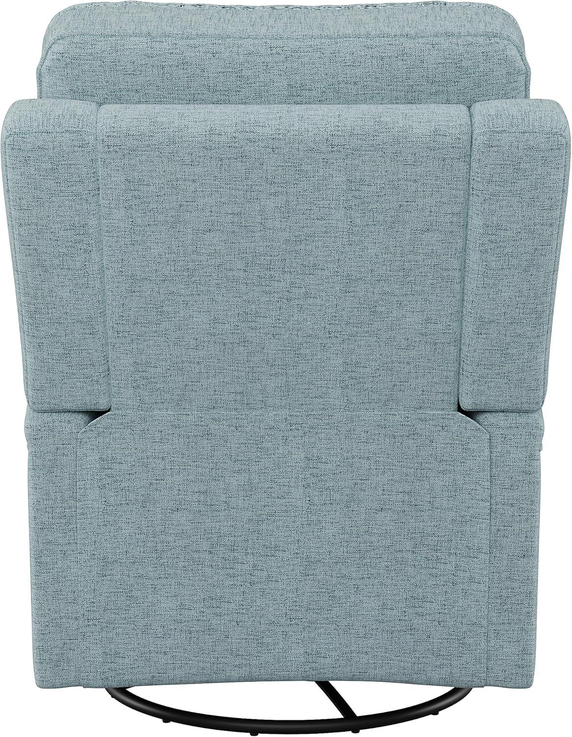 CorLiving Jasmine Swivel Glider Press-Back Recliner Chair Blue: Upholstered Polyester, Metal & Wood Frame, 300lb Capacity