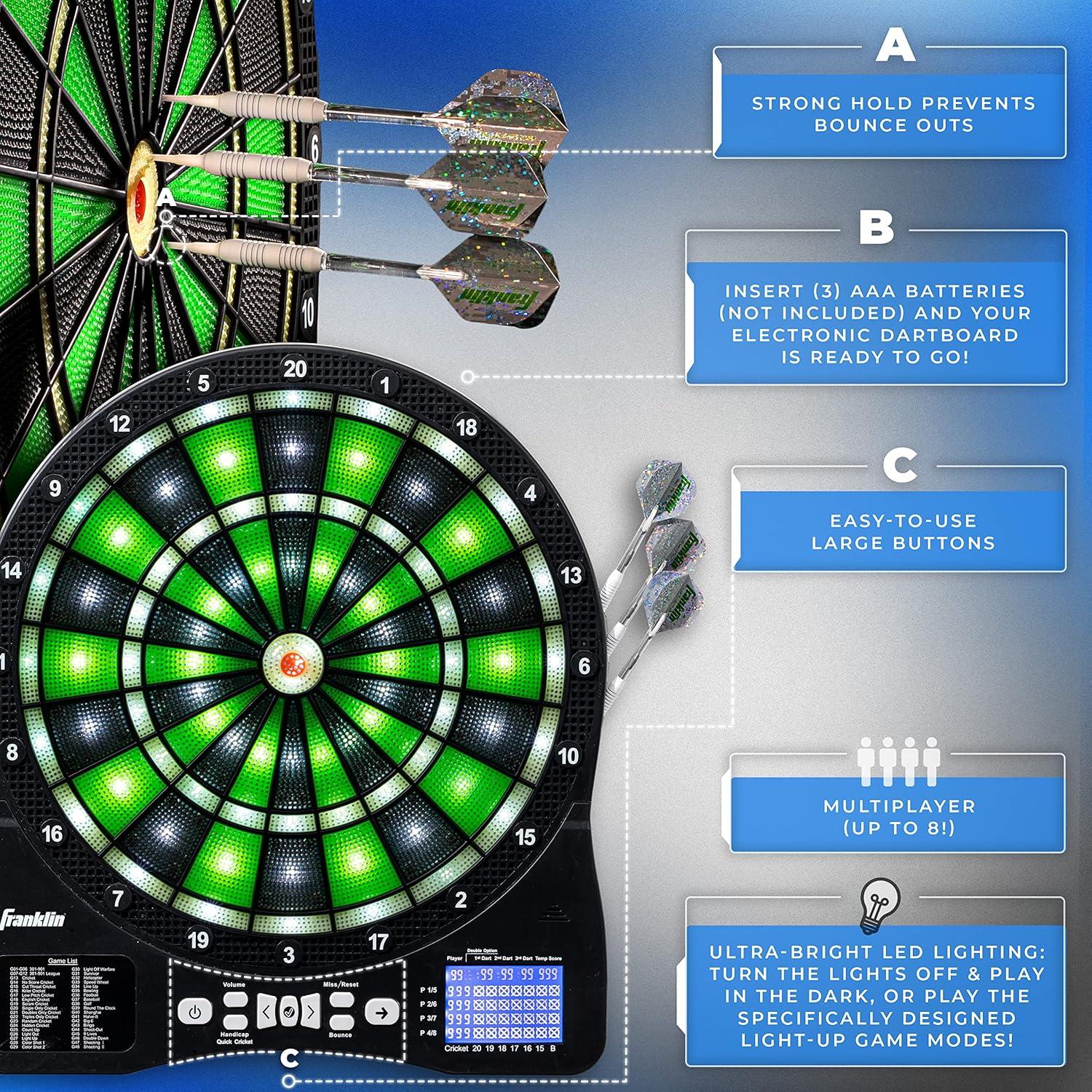 Franklin Sports Light Up Electronic Dartboard Set