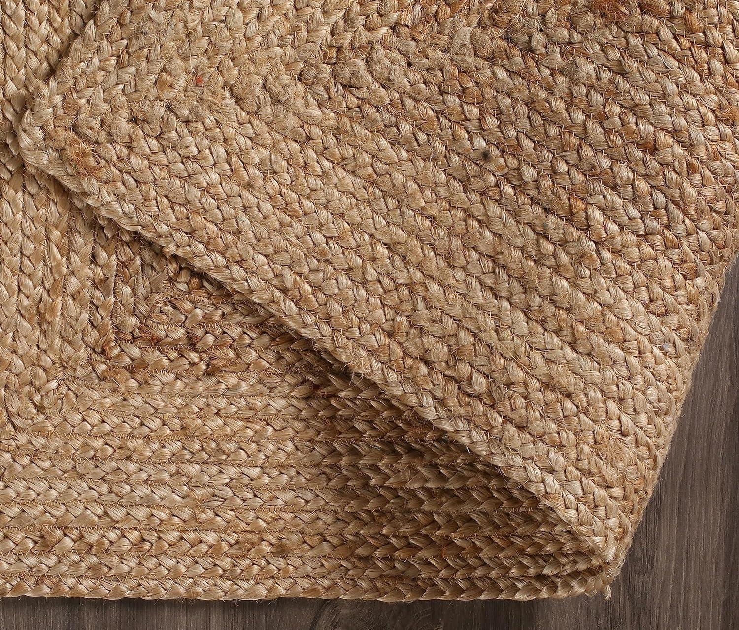 Nuloom 4 Round Rigo Jute Hand Woven Indoor Area Rug, Natural, Solid Farmhouse Design, Natural Fiber Bedroom, Living Room, Kitchen,