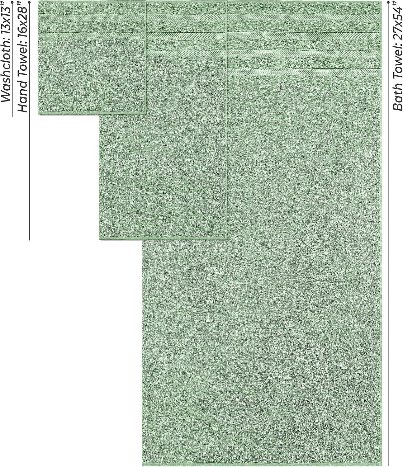 American Soft Linen 6 Piece Towel Set, 100% Cotton Bath Towels for Bathroom, Sage Green