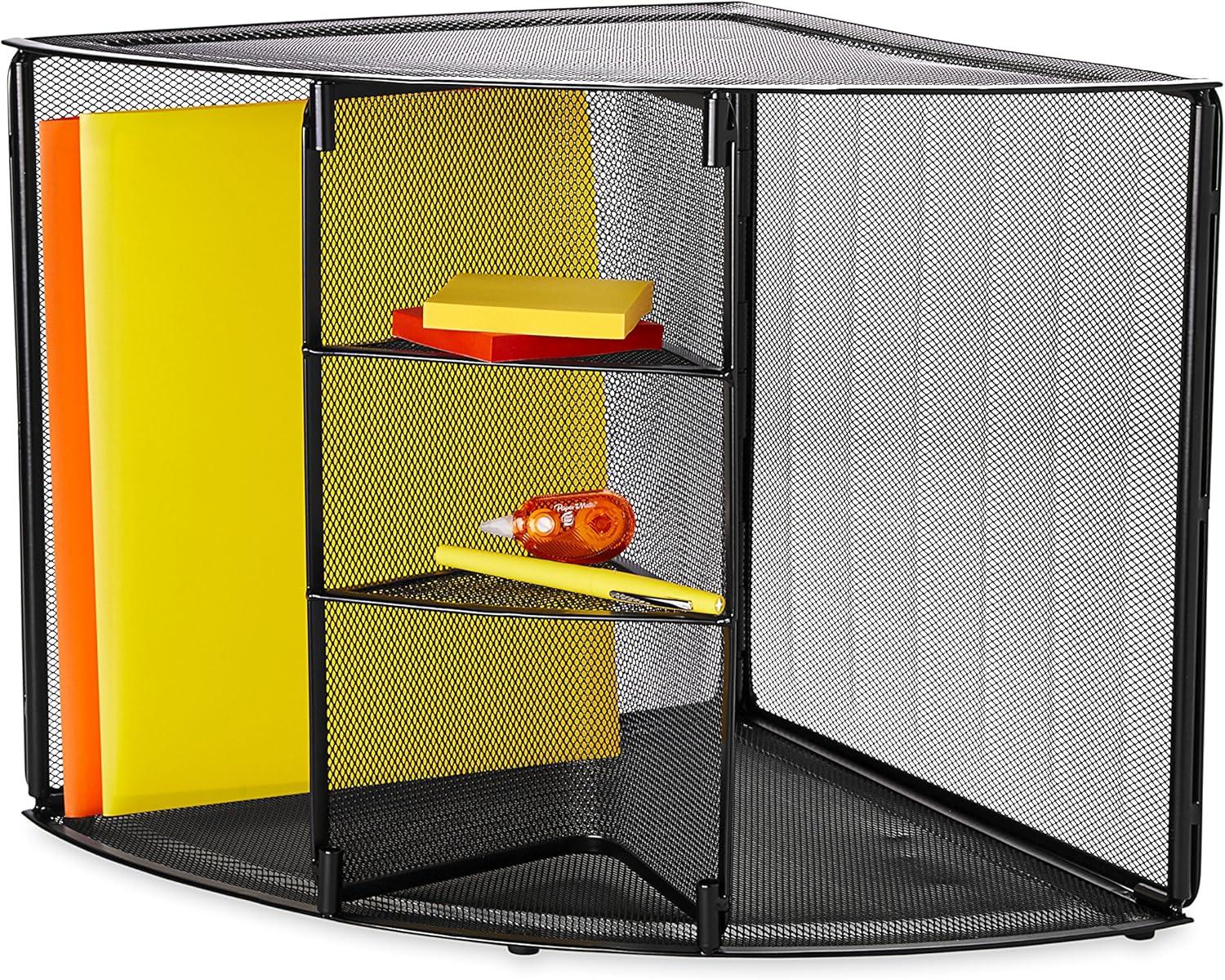 Rolodex Mesh Collection Corner Desktop Shelf Black (62630)