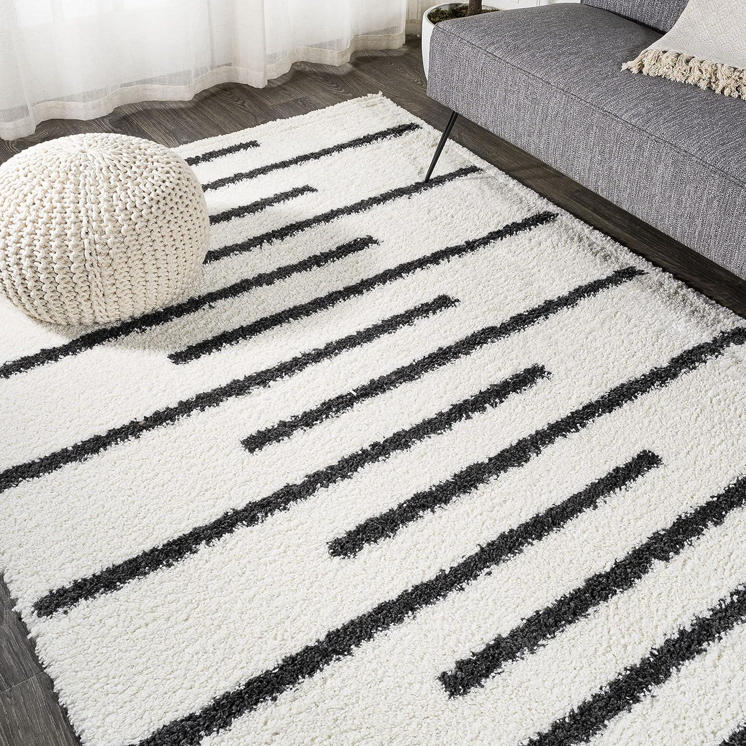 Alaro Berber Stripe Shag Indoor Area Rug - JONATHAN Y