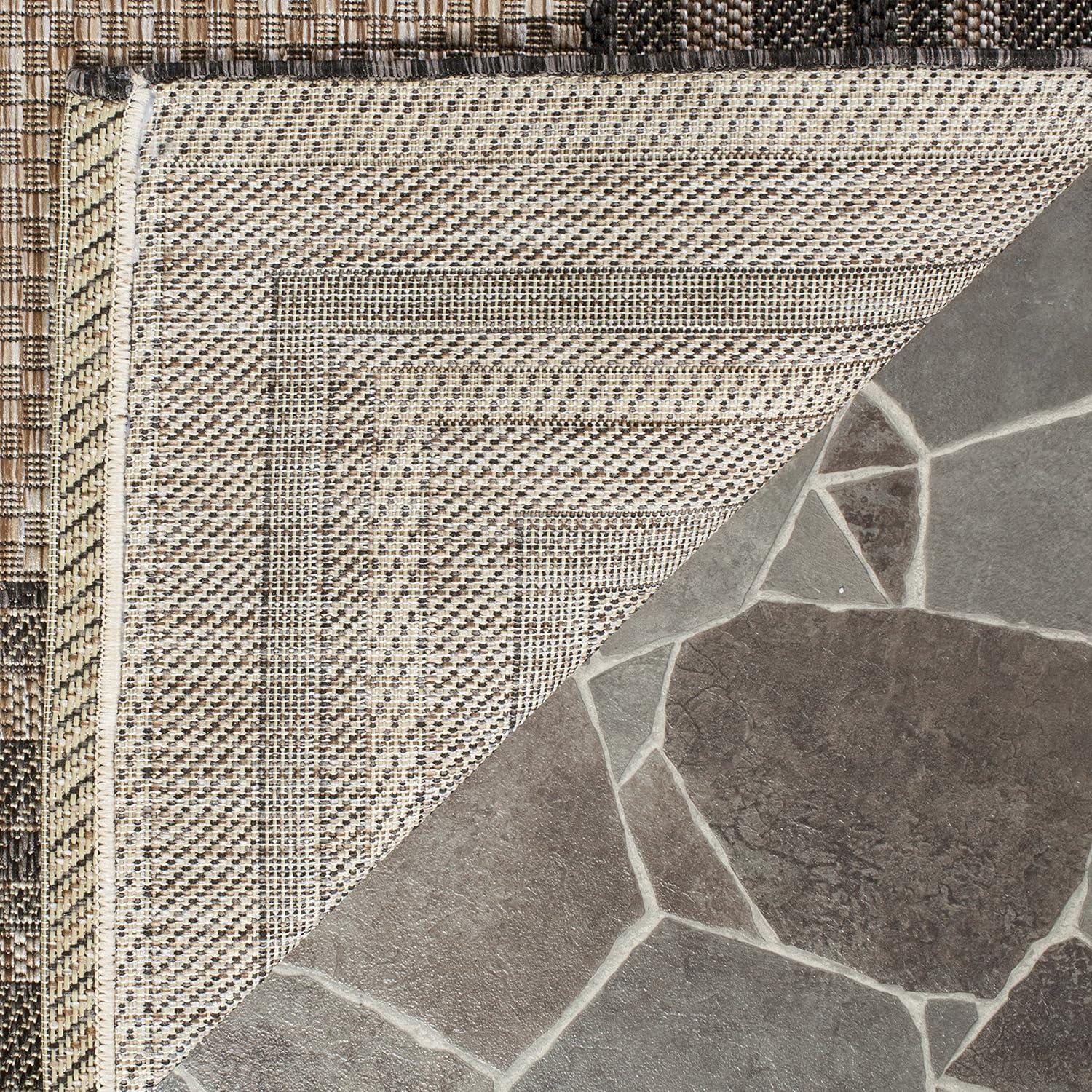 Courtyard CY8475 Power Loomed Indoor and Outdoor Area Rug - Natural/Black - 5'3"x5'3" - Safavieh