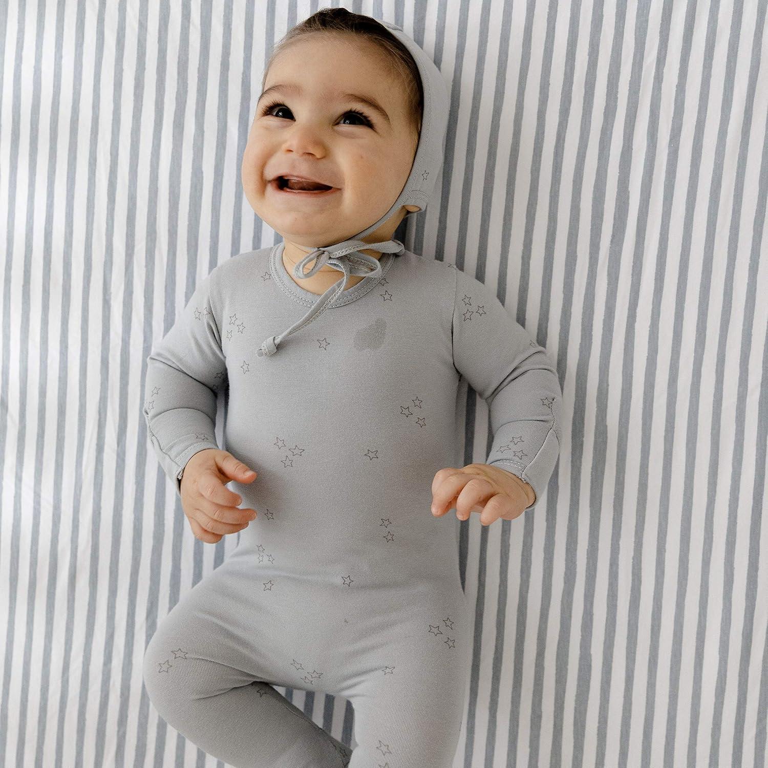 Ely's & Co. Baby Waterproof Changing Pad Cover - Cradle Sheet  100% Combed Jersey Cotton Misty Blue Splash & Stripes 2 Pack