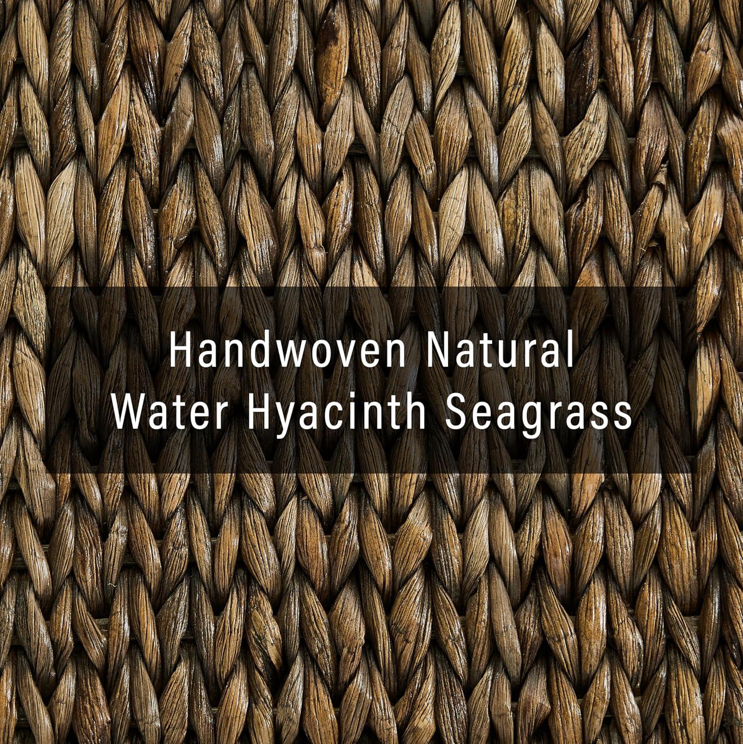 King Size Handwoven Seagrass and Mahogany Headboard