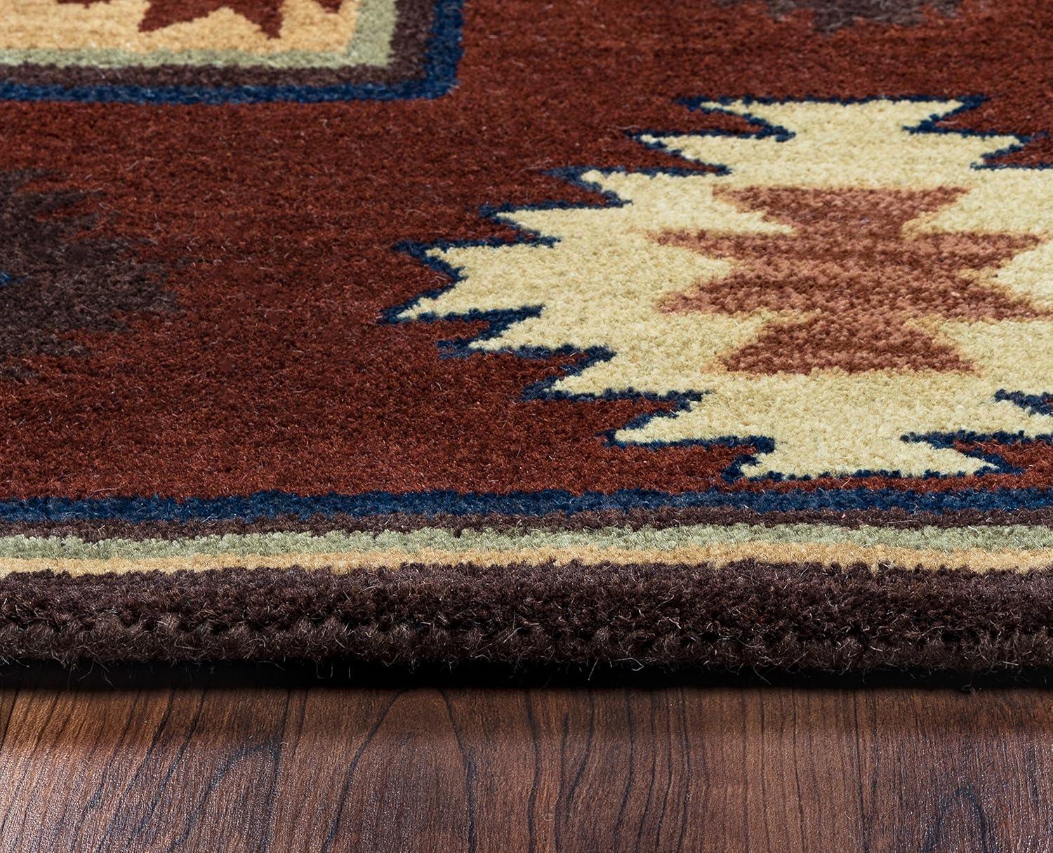 Hand-Tufted Artistic Southwest Wool Round Rug in Rich Red