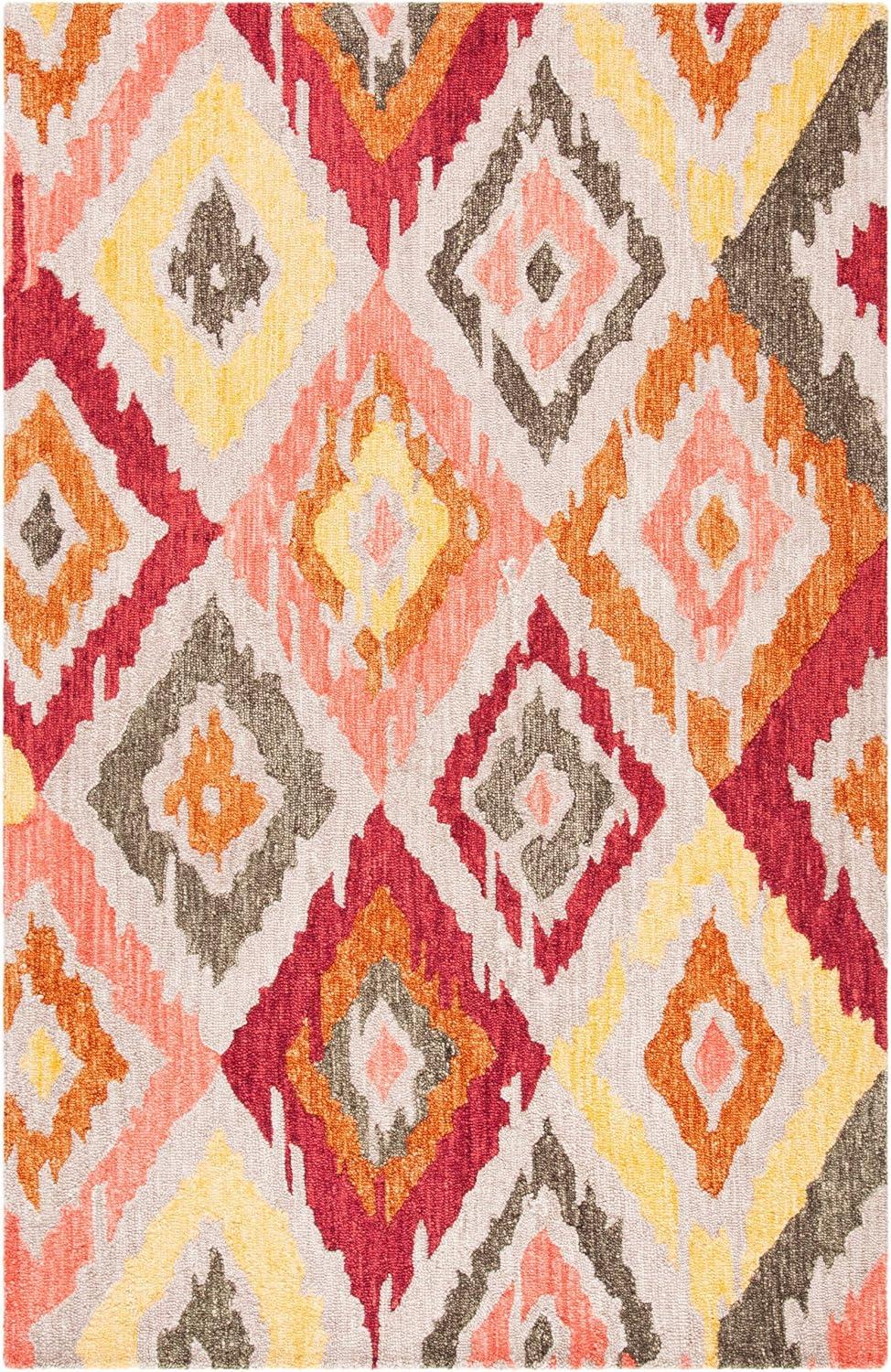 Ikat IKT337 Hand Tufted Area Rug - Beige/Pink - 8'9"x11'9" - Safavieh.