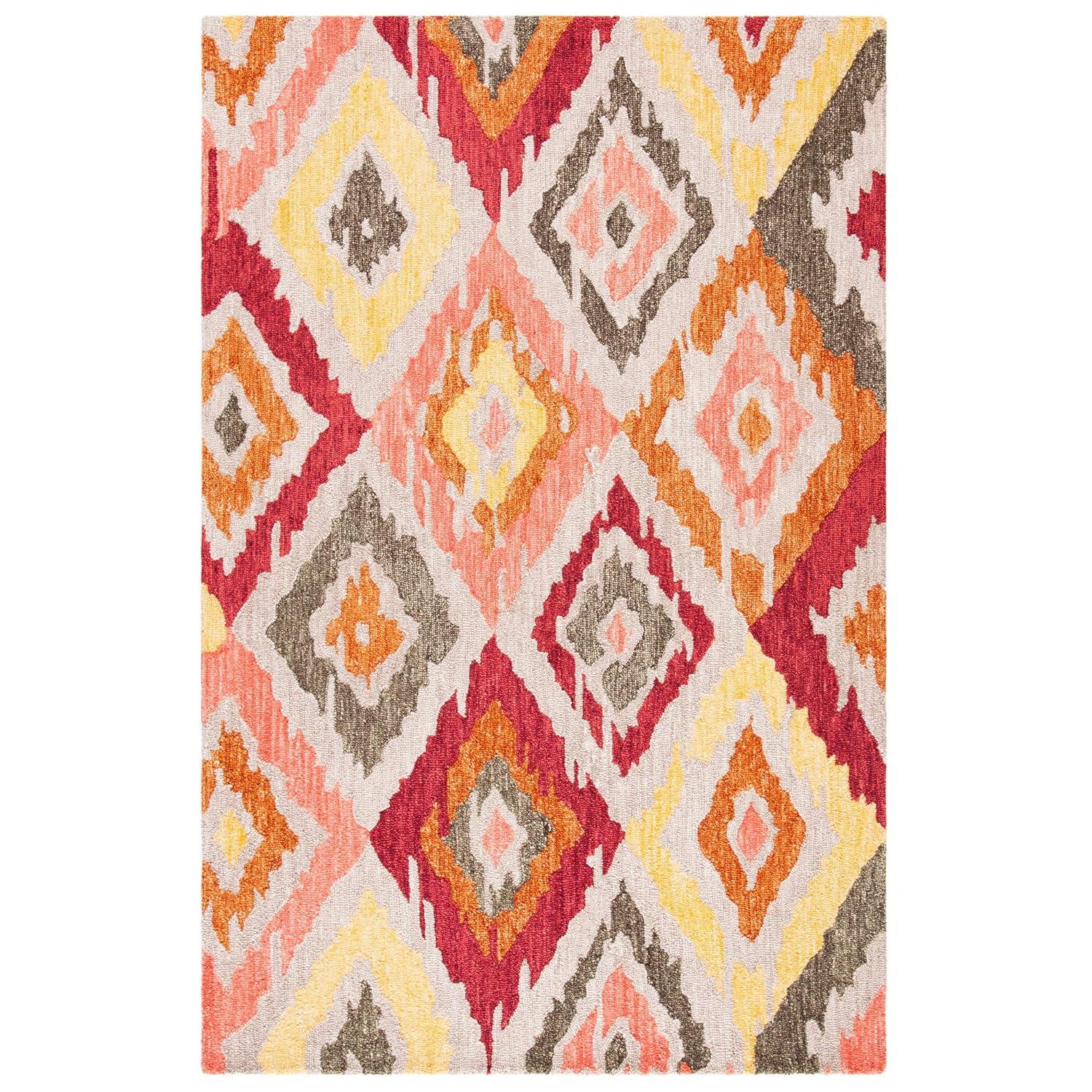 Ikat IKT337 Hand Tufted Area Rug - Beige/Pink - 8'9"x11'9" - Safavieh.