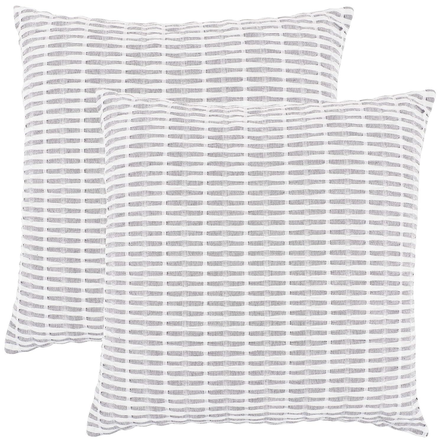 Pleated Please Striped Cotton Pillow Cover (Set of 2)
