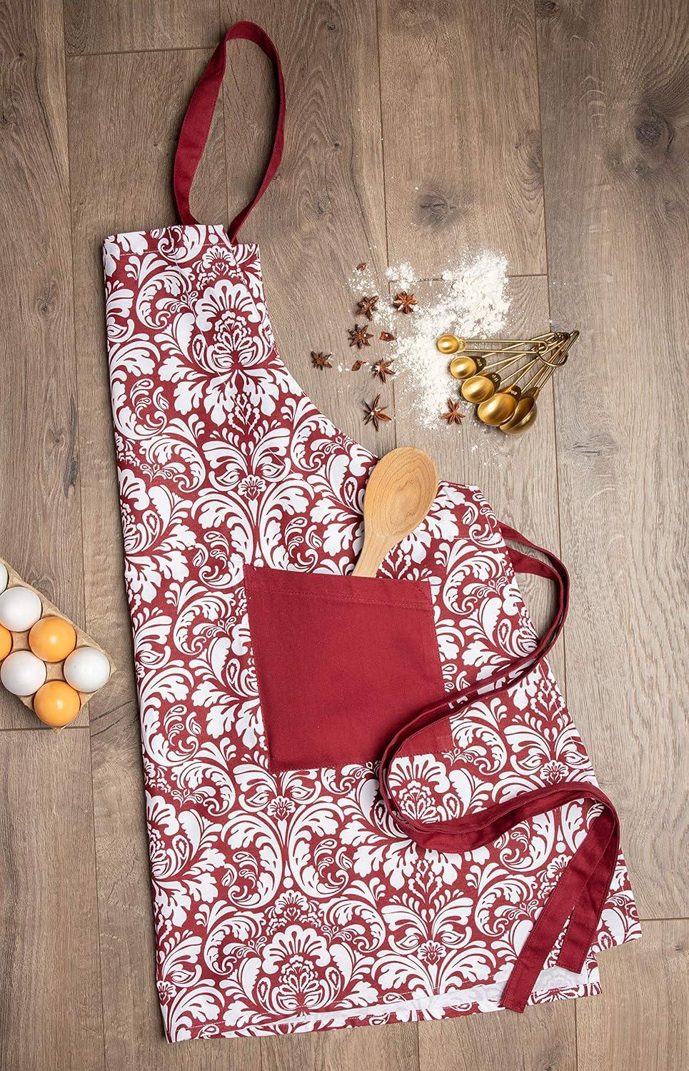Design Imports  Damask 2 Pocket Printed Apron Wine