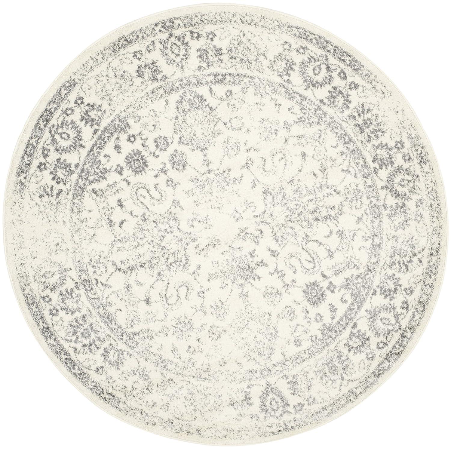 Adirondack ADR109 Machine Made Indoor Accent Rug - Ivory/Silver - 3' Round - Safavieh