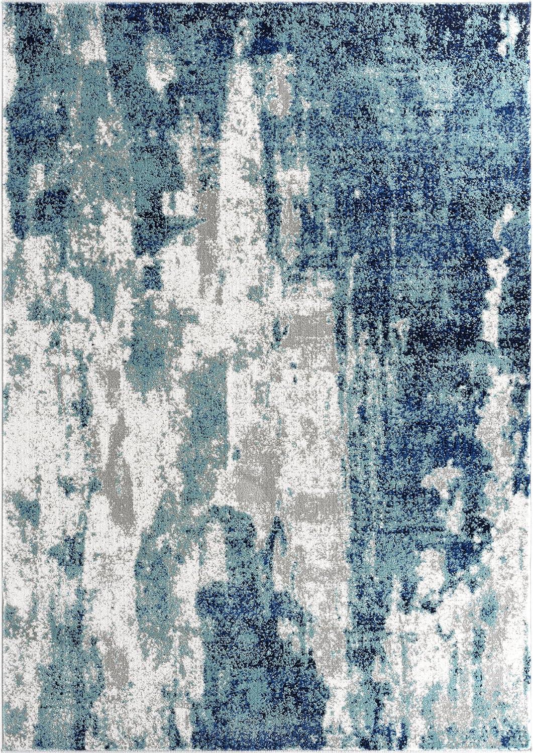 17 Stories Elkmont Abstract Light Blue/Gray Area Rug