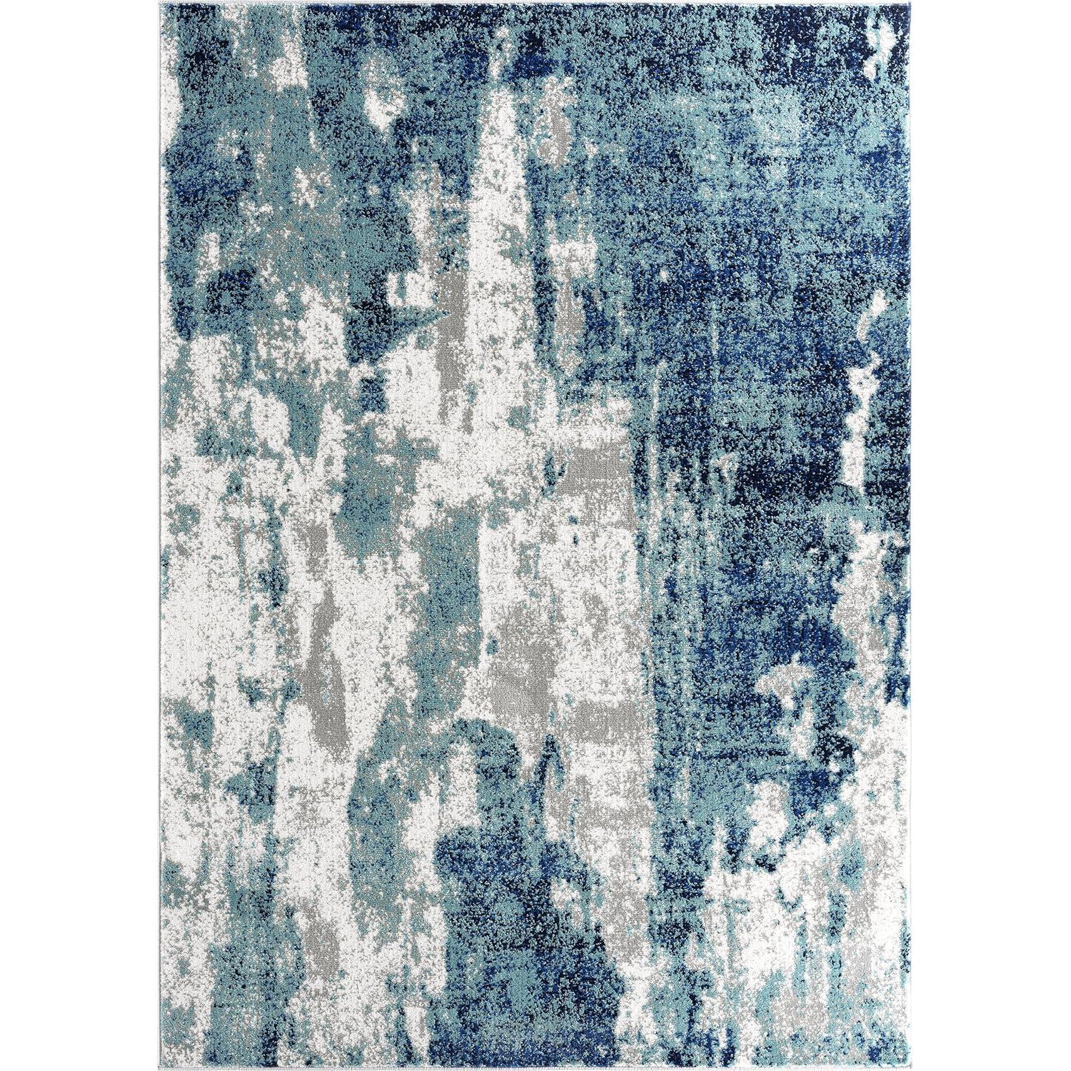 17 Stories Elkmont Abstract Light Blue/Gray Area Rug